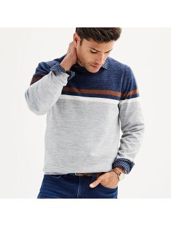 Merino Wool Colorblock Crewneck Sweater