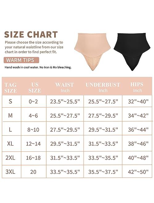 Werena Tummy Control Thong Shapewear for Women High Waist Body Shaper Panties Girdle Lace Shaping Underwear