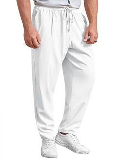 PASLTER Mens Drawstring Pants Casual Loose Fit Elastic Waist Jogger Yoga Lounge Pants