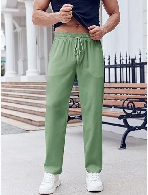 PASLTER Mens Drawstring Pants Casual Loose Fit Elastic Waist Jogger Yoga Lounge Pants