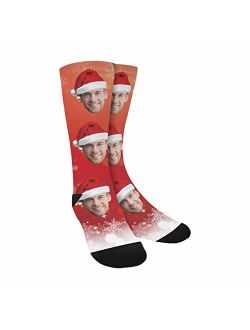 Artsadd Personalized Christmas Socks Add Your Face Custom Holiday Gifts Socks Unisex Socks for Family Men Women