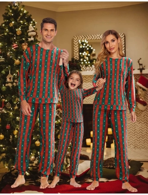 Ekouaer Matching Family Christmas Pajamas Set Women Men Holiday Sleepwear Soft Nightwear Xmas Pjs Clothes Kid