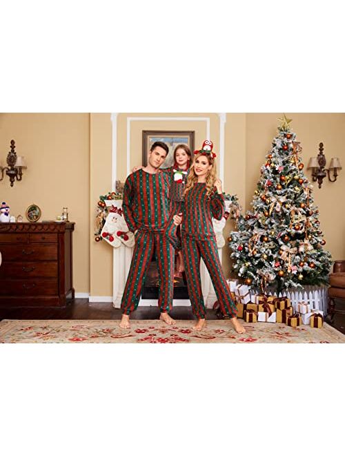 Ekouaer Matching Family Christmas Pajamas Set Women Men Holiday Sleepwear Soft Nightwear Xmas Pjs Clothes Kid