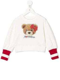 Teddy Bear-motif rhinestone sweatshirt