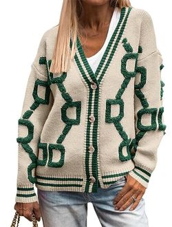 Women's Fall Chunky Knit Cardigan Sweaters Casual Open Front Button Up Winter Coats Outerwear