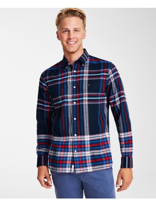 TOMMY HILFIGER Men's Gradient Check Regular-Fit Long-Sleeve Button-Down Shirt