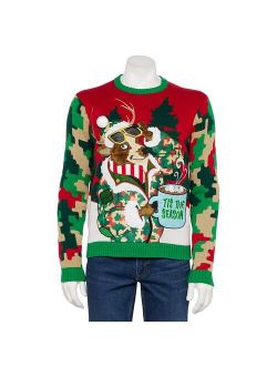 licensed character Men's Crewneck Reindeer 'Tis The Season Christmas Sweater