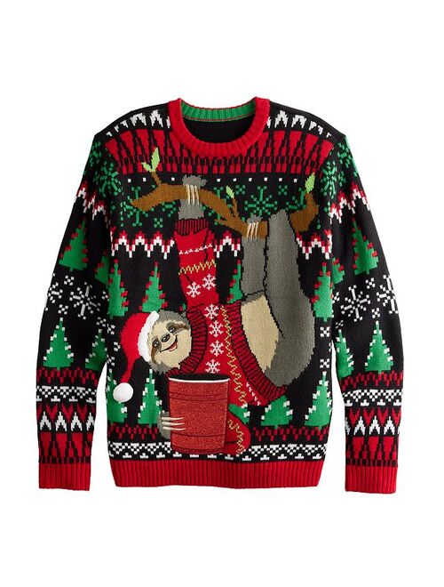 licensed character Men's Crewneck Holiday Cheer Sloth Christmas Sweater
