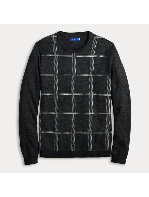 Men's Apt. 9 Merino Wool Plaid Crewneck Sweater