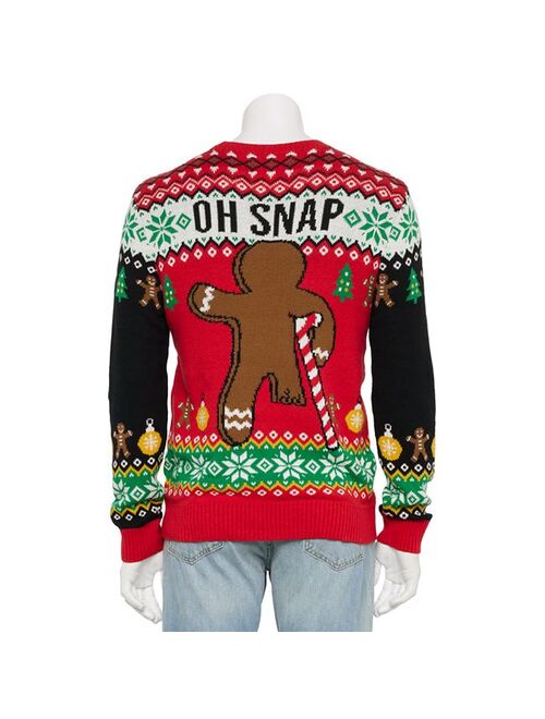 licensed character Men's Oh Snap Gingerbread Man Holiday Sweater