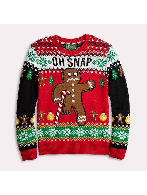 licensed character Men's Oh Snap Gingerbread Man Holiday Sweater
