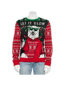 licensed character Men's Let It Glow Polar Bear Holiday Sweater