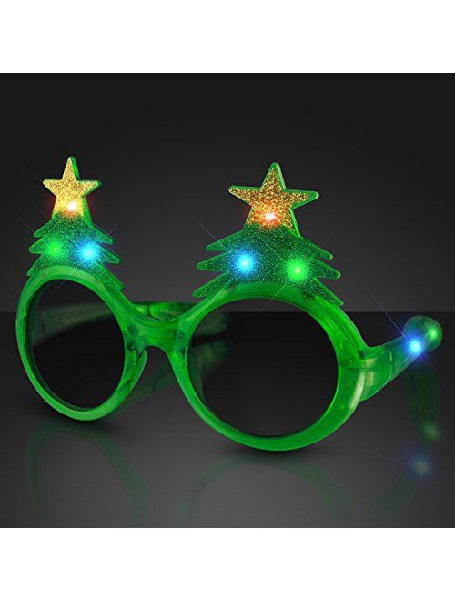 Flashingblinkylights Glitter Christmas Tree Light Up Flashing LED Sunglasses