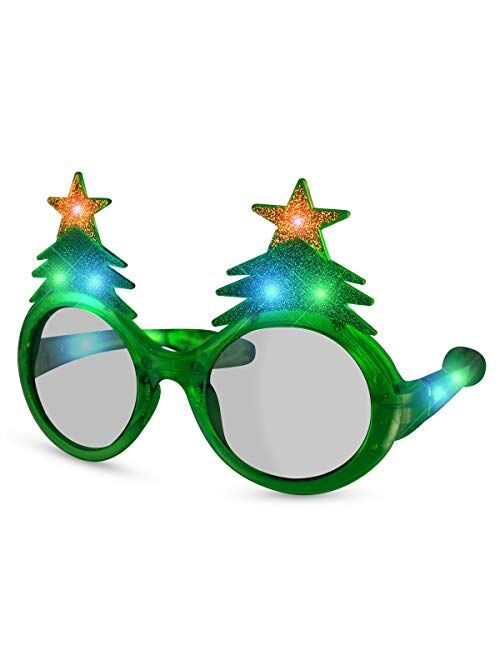 Flashingblinkylights Glitter Christmas Tree Light Up Flashing LED Sunglasses