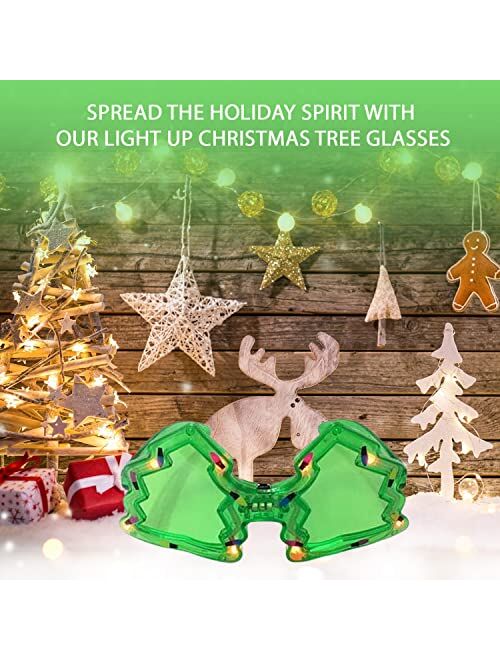 The Electric Mammoth Christmas Light Up Glasses LED Flashing Reindeer or Christmas Tree Party Shades 3 Light Settings