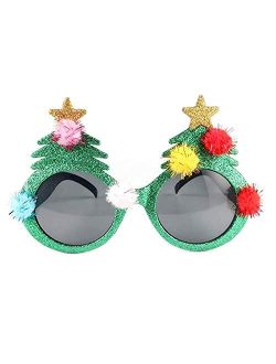 Soochat Christmas Sunglasses | Christmas Tree Eyeglasses | Xmas Tree Eyeglasses Plastic Costume for Party Favors Ornaments Gift