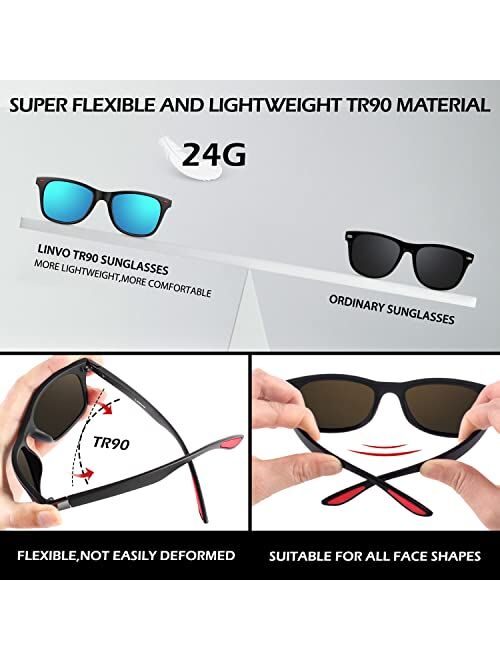 LINVO Polarized Sunglasses for Men and Women,Driving Fishing Golf HD UV400 Shades
