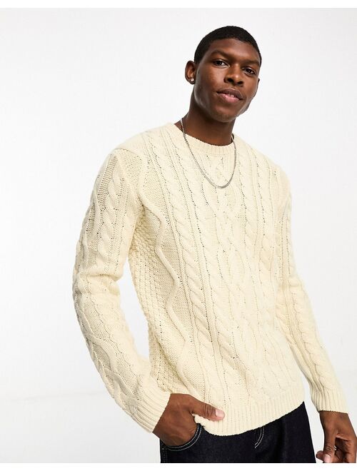 ASOS DESIGN cable knit sweater in ecru