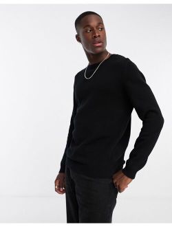 midweight cotton sweater in black