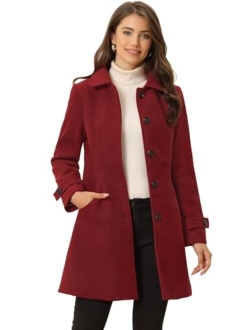 Women's Winter Outerwear Overcoat Peter Pan Collar Mid-thigh A-line Single Breasted Pea Coat