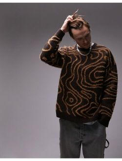 fluffy swirl sweater in brown