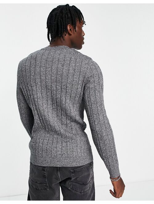 New Look wide ribbed sweater in light gray