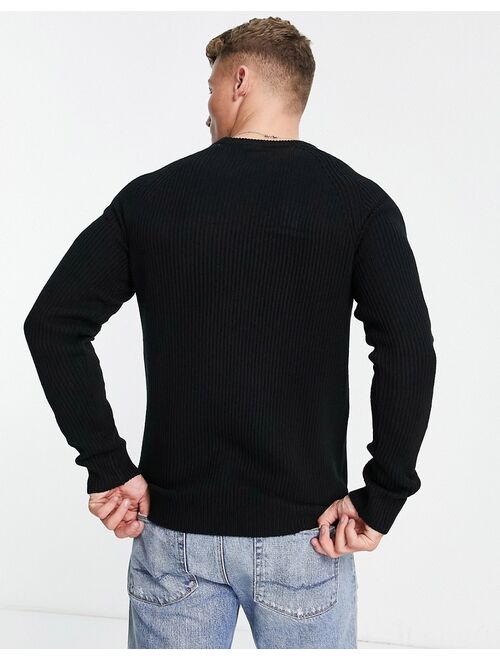Jack & Jones Originals ribbed sweater in black