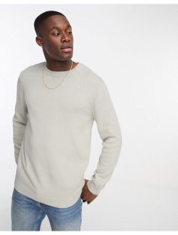 midweight cotton sweater in light gray
