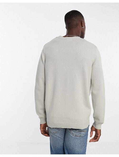 ASOS DESIGN midweight cotton sweater in light gray