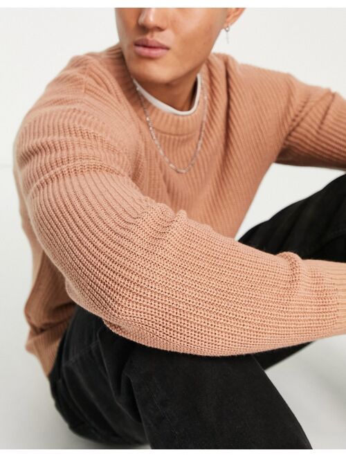 ADPT oversized ribbed sweater in dusky pink