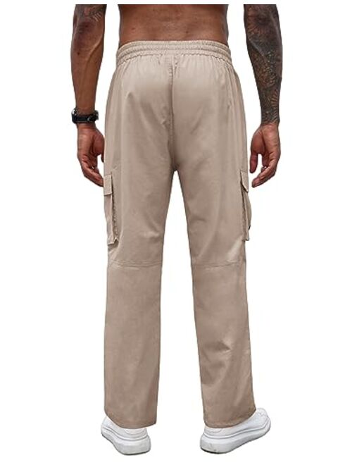 COOFANDY Men's Casual Cargo Pants Cotton Drawstring Athletic Jogger Sweatpants