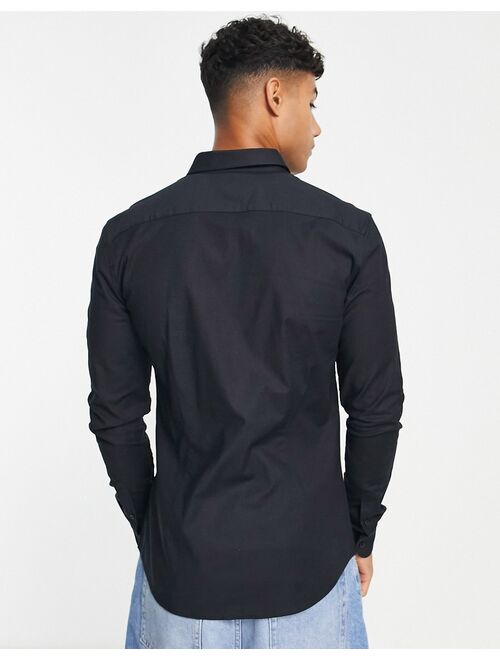 New Look long sleeve oxford shirt in black