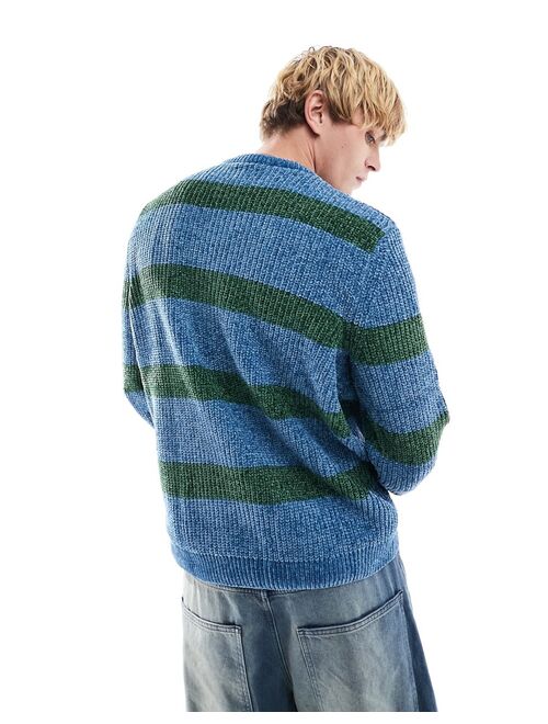 ASOS DESIGN relaxed knit striped chenille crew neck sweater