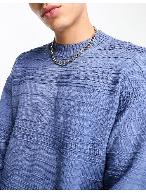 COLLUSION knit textured crewneck sweater in light blue