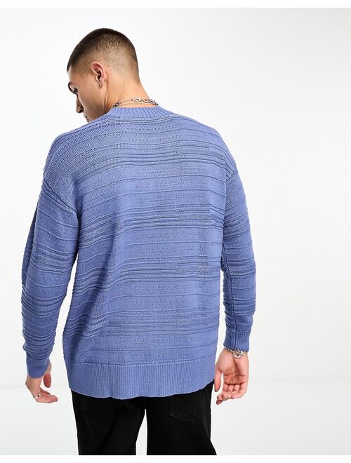 COLLUSION knit textured crewneck sweater in light blue