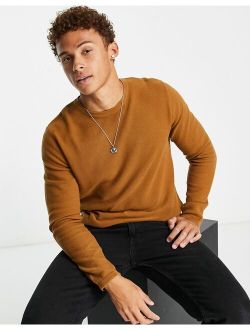 Essentials textured knitted sweater in brown
