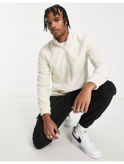 half zip fleece sweatshirt in cream