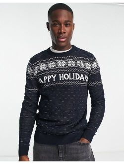 Originals Christmas fairisle sweater in navy