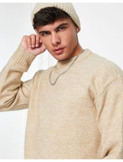 Originals wool mix crew neck sweater in beige
