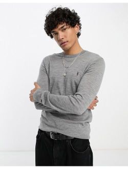 AllSaints Merino crewneck sweater in gray