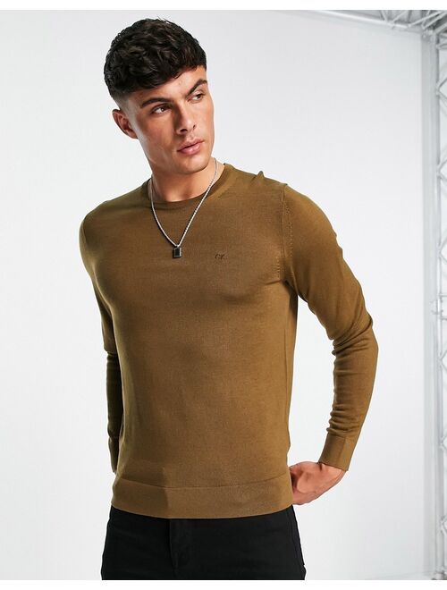 Calvin Klein superior wool knit sweater in brown