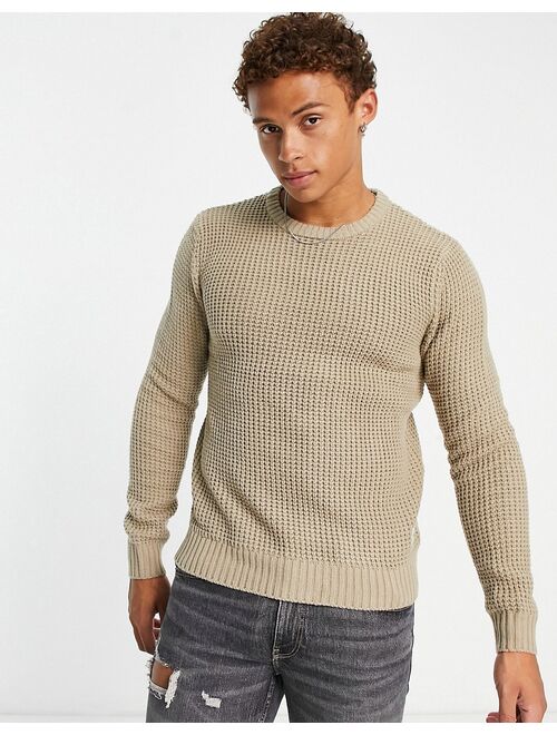 Jack & Jones Essentials chunky knit sweater in beige