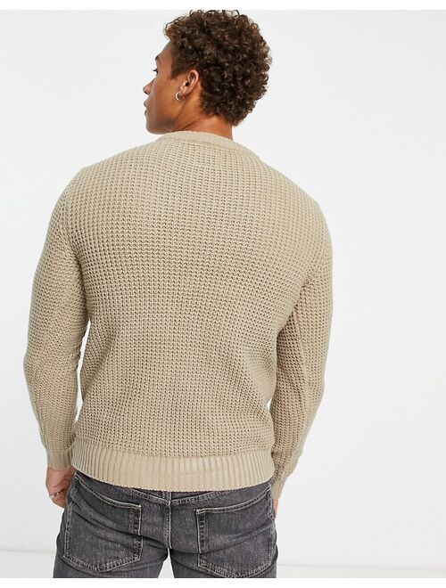 Jack & Jones Essentials chunky knit sweater in beige