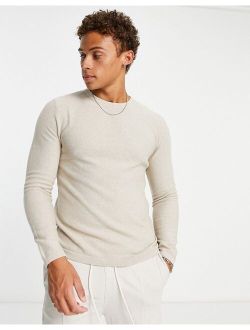 Essentials textured knit sweater in beige