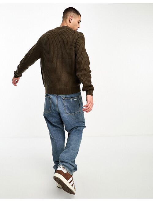COLLUSION knitted crewneck sweater in brown