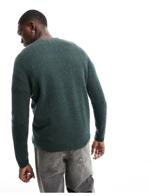 ASOS DESIGN knit lambswool cardigan in green
