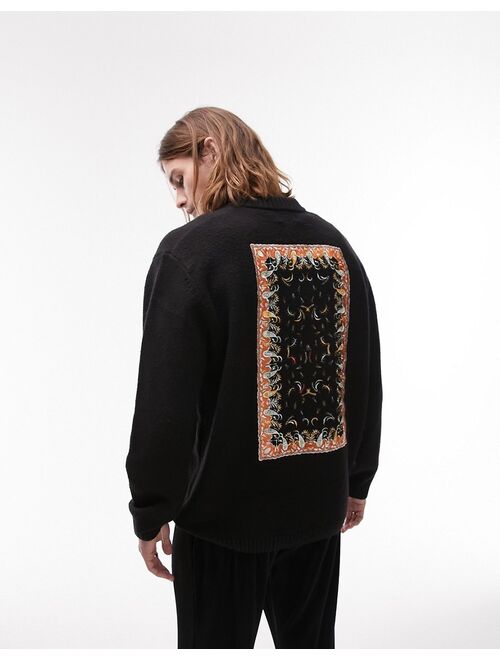Topman paisley embroidery sweater in black