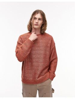 textured stitch sweater in rust