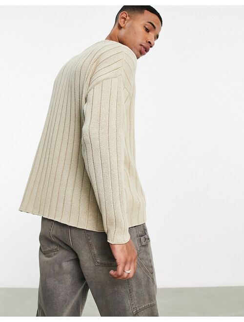 ASOS DESIGN oversized wide ribbed sweater in oatmeal