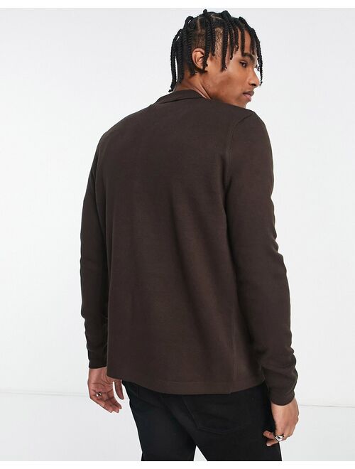 New Look button through cardigan in dark brown